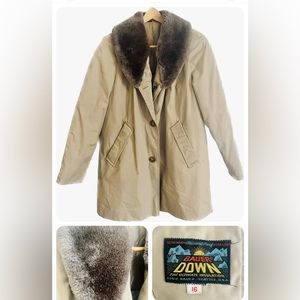 Vintage Women's Goose Down Jacket Coat Large Faux Fur Collar Eddie Bauer Seattle